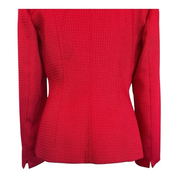 TAHARI ASL Women’s Red Tailored Inverted Lapel Collar Blazer Jacket Studded Sz 6 - Picture 4 of 12